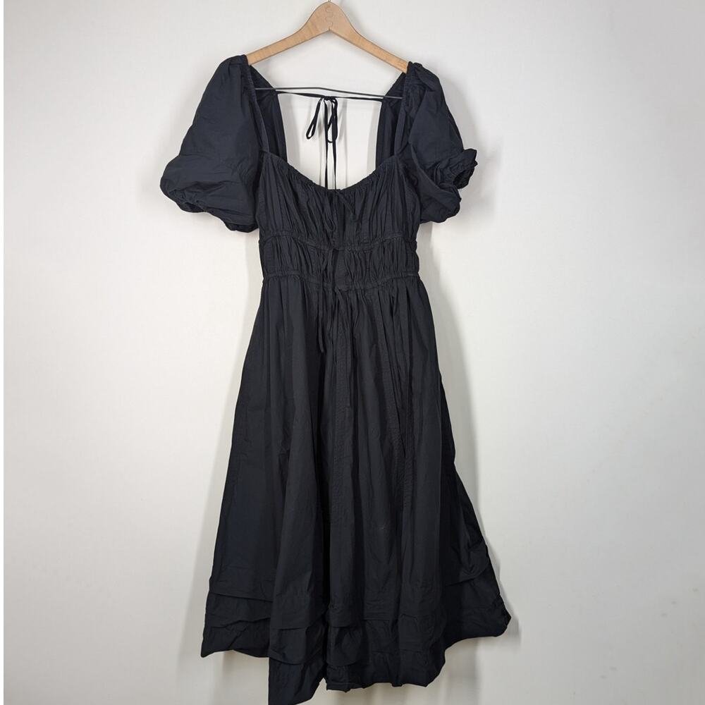 Ulla Johnson Black Puff-Sleeve Midi Dress - Picture 6 of 13